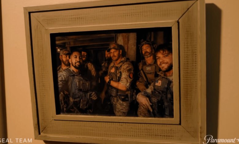 Cast of Seal Team - Jason, Clay, Ray together in a photo frame.